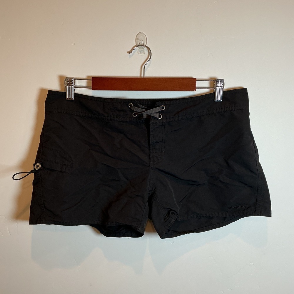 Patagonia Board Shorts Black Lace Up Side Pocket Womens 10 Swim Surf Beach